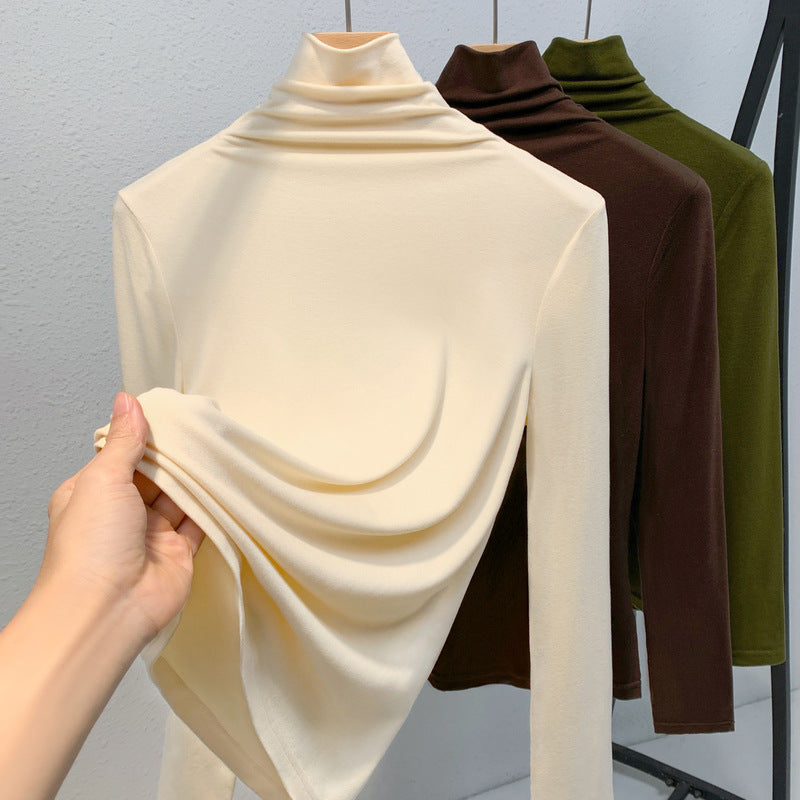 Damer Langærmet Rullekraveoverdel med elegant Draperingseffekt Stilla