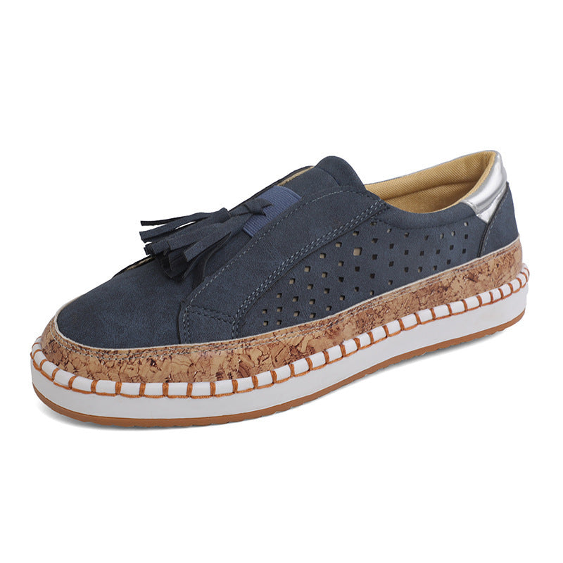 Dame Behagelige Slip-On Sneakers lavet af kvalitetslæder med korklignende bund Stilla