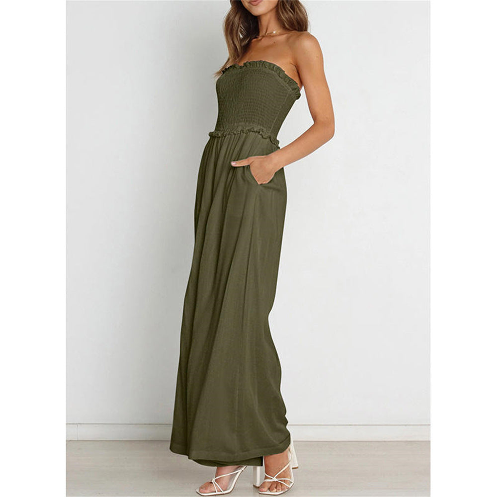 Damer vidt skåret jumpsuit med volanger Stilla
