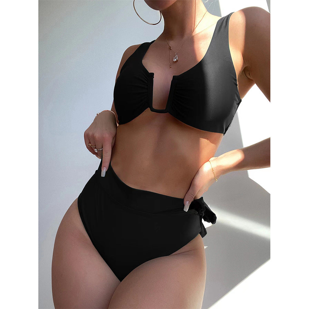 Dame Bikini-sæt med højtskårent bånd og elastiske stropper Stilla