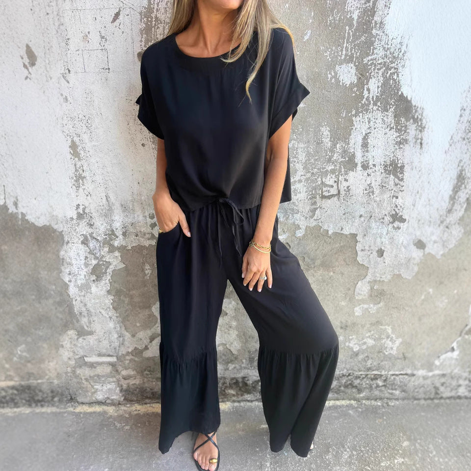 Dame løs jumpsuit med bredt ben og elastisk talje Stilla