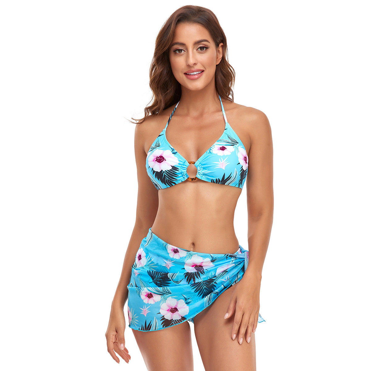 Dame bikini sæt med elegant omslagsoverdel og højt skårne underdele Stilla