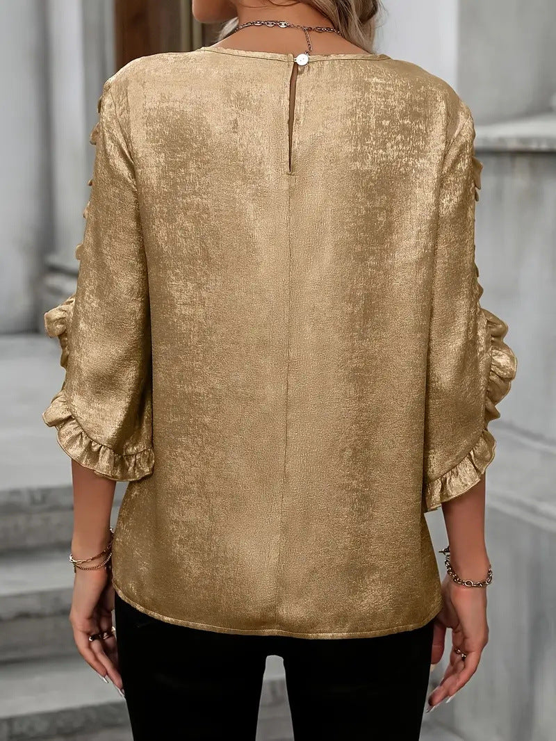 Dame elegant bluse med raffinerede flæsedetaljer Stilla