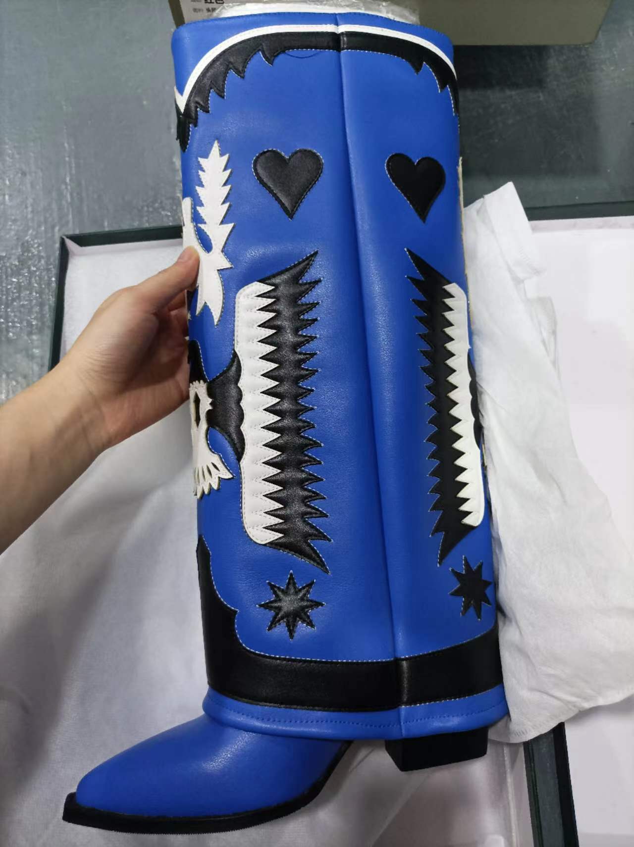 Femme Kunstnerisk Hæl Cowboy Støvler Stilla