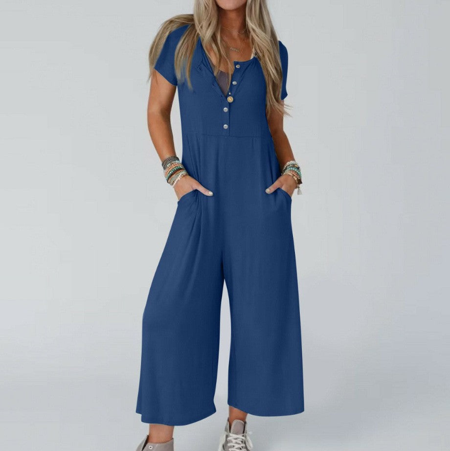 Dame jumpsuit med knapliste og praktiske lommer Stilla