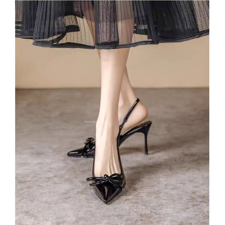 Femme Slingback spidse hæl sko med sløjfedetalje Stilla