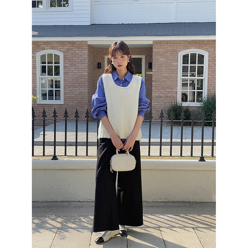 Dame elegant bredskåret bukser med høj talje og praktiske lommer Stilla