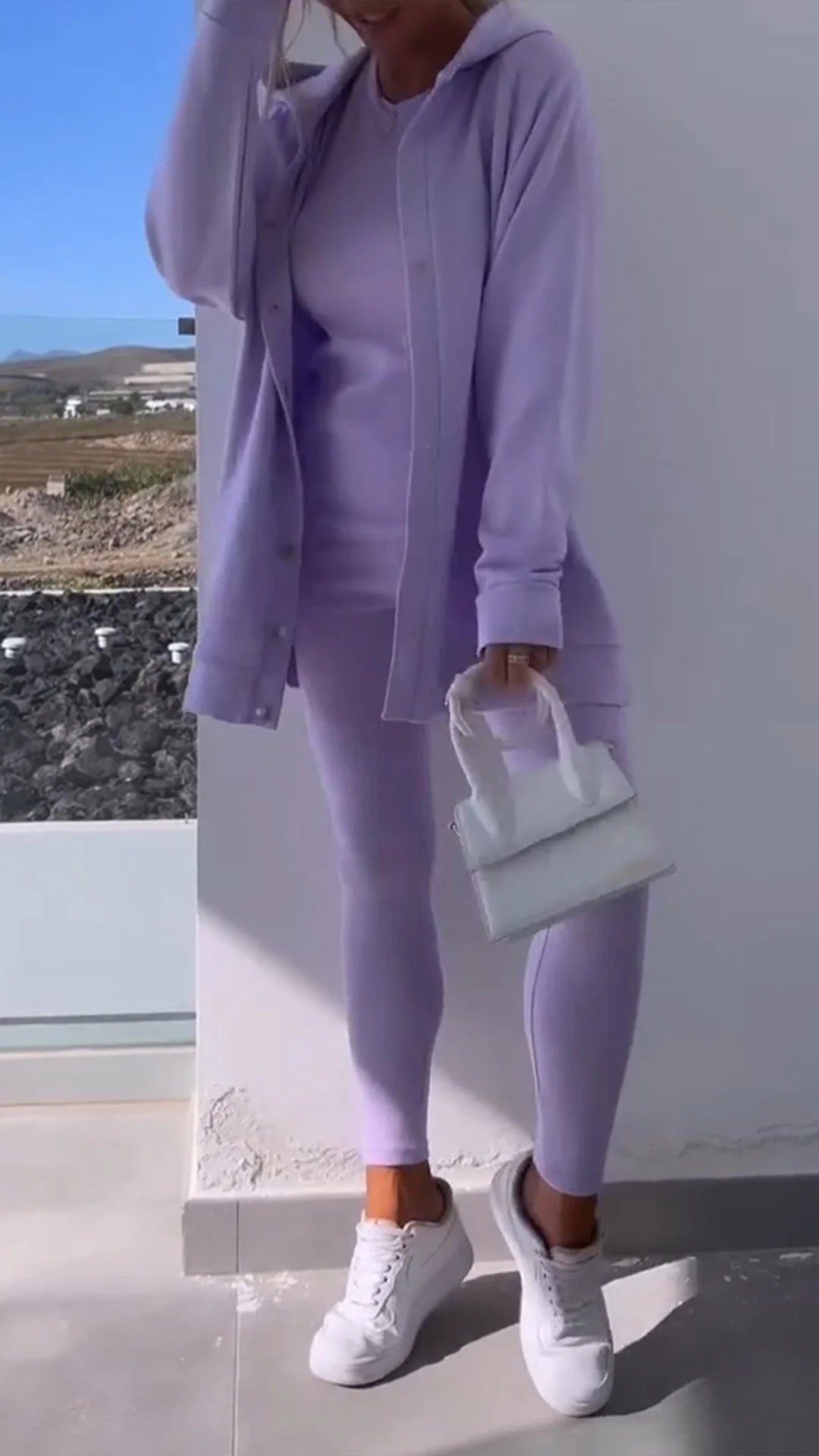 Dame Lækkert Lounge-sæt med oversized Cardigan og figursydde Leggings Stilla