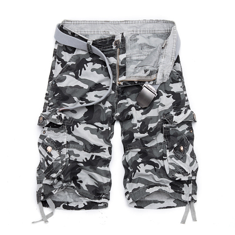 Herrer Camo Cargo-shorts med flere lommer og justerbar talje Stilla