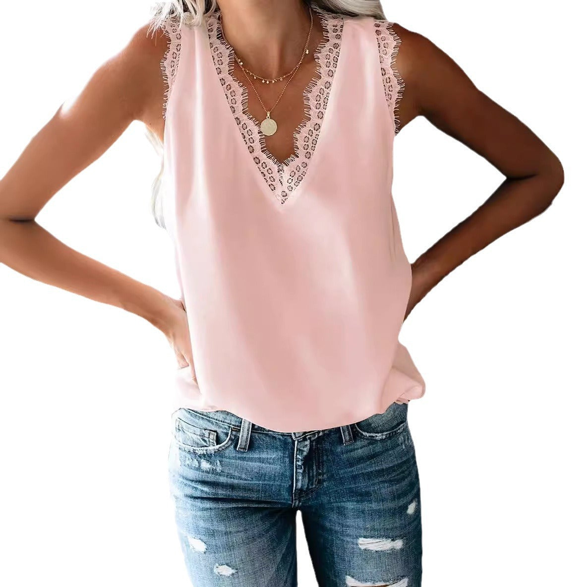 Dame spidse dekoreret blouse Stilla