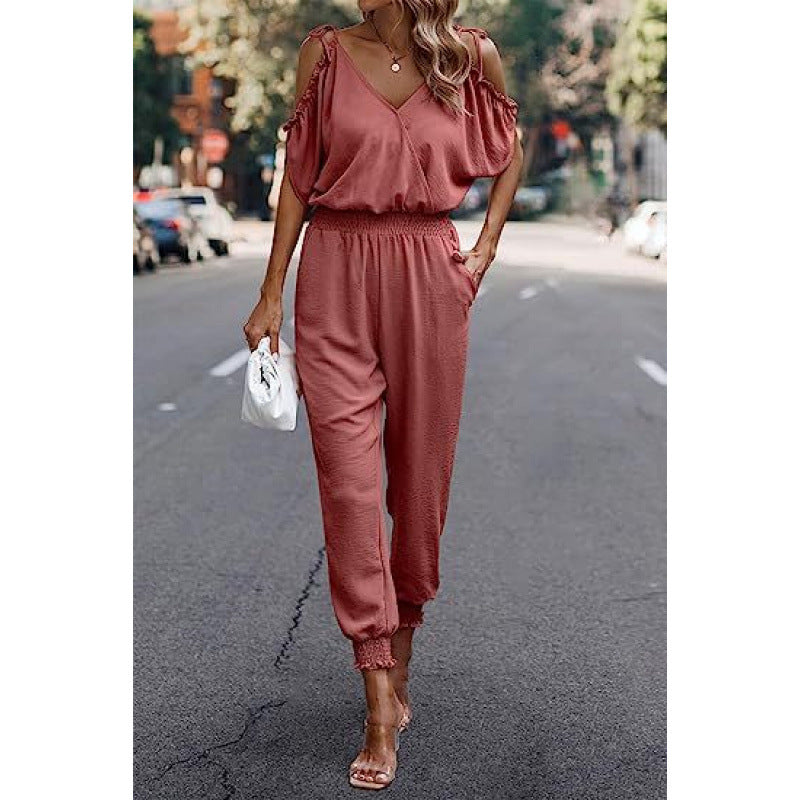 Femme Stilfuld Cold-Shoulder Jumpsuit med lommer Stilla