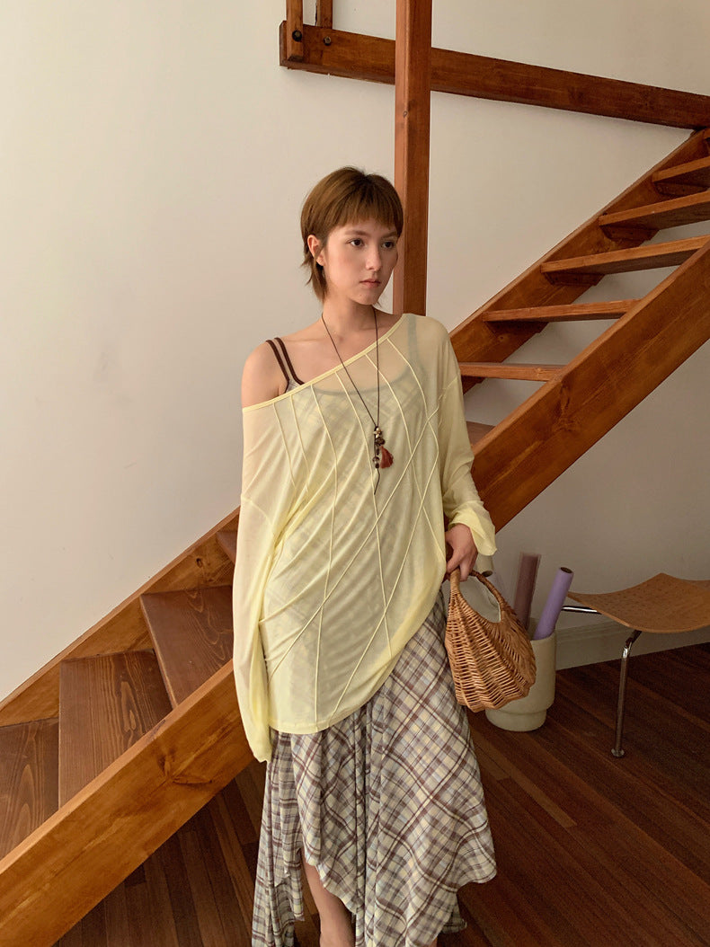 Dame afslappet overdel med asymmetrisk snit Stilla