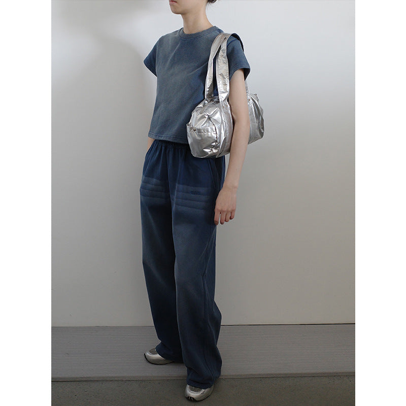 Dame afslappet crop-top med moderne design og elastiske bukser Stilla