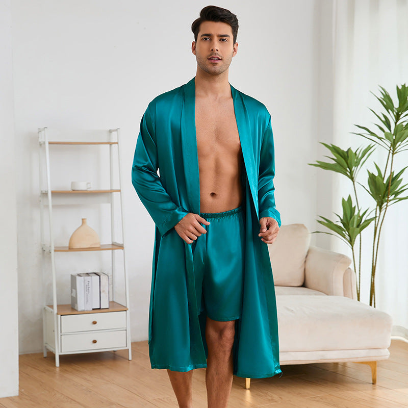 Herren Satin Morgenkåbe med luksuriøs finish og praktiske lommer Stilla