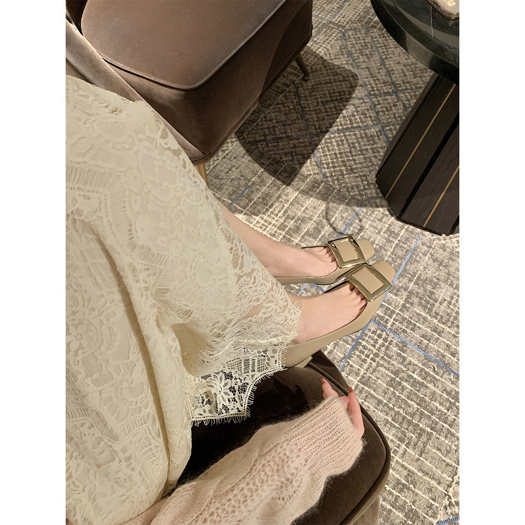 Dame Elegant Lacklæder Blokhæl Pumps Stilla