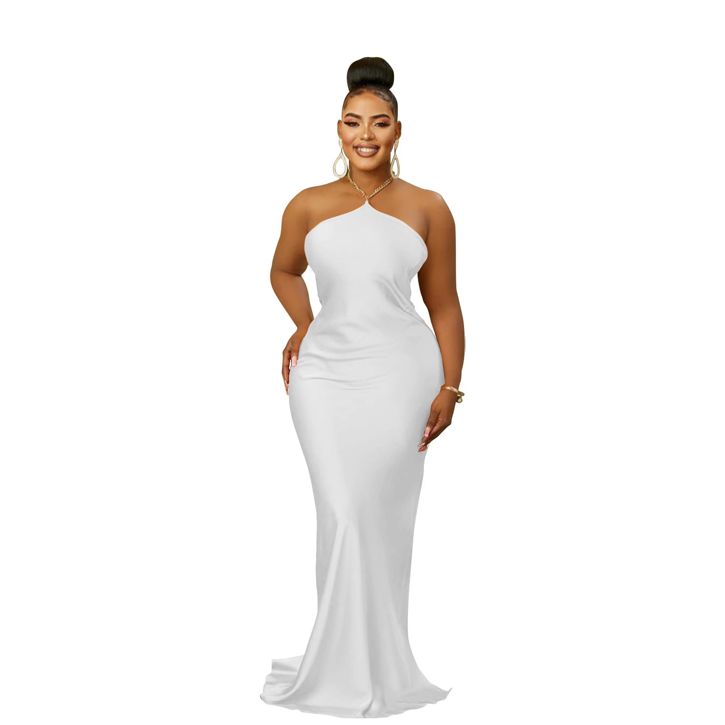 Dame elegant figursyet aftenkjole med asymmetrisk strop og shimmerstof Stilla