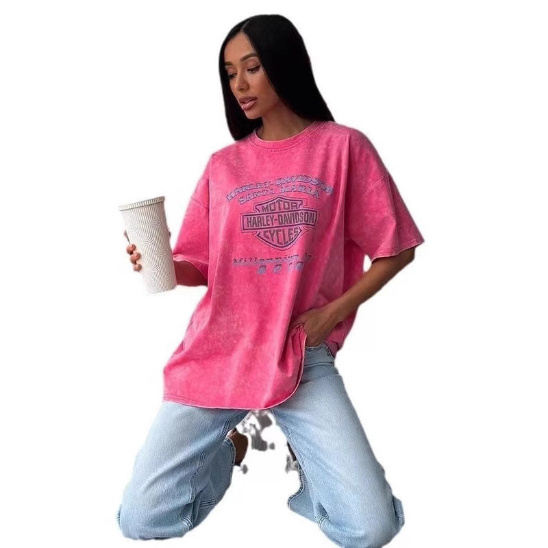 Dame Oversized T-Shirt med iøjnefaldende Harley-Davidson grafiktryk Stilla