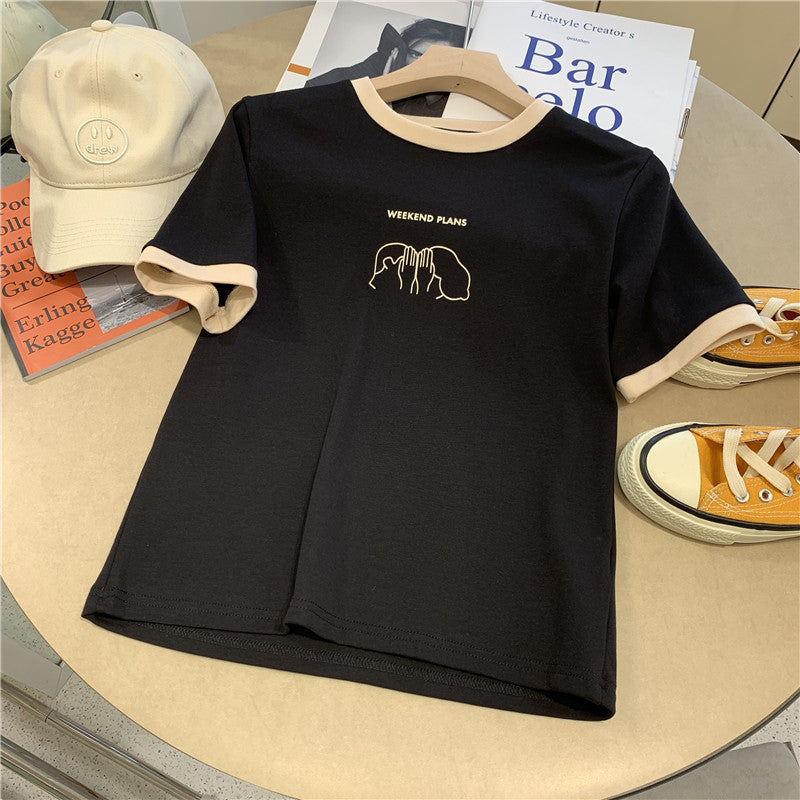 Femme Casual Graphic T-shirt med Weekend Planer Design Stilla