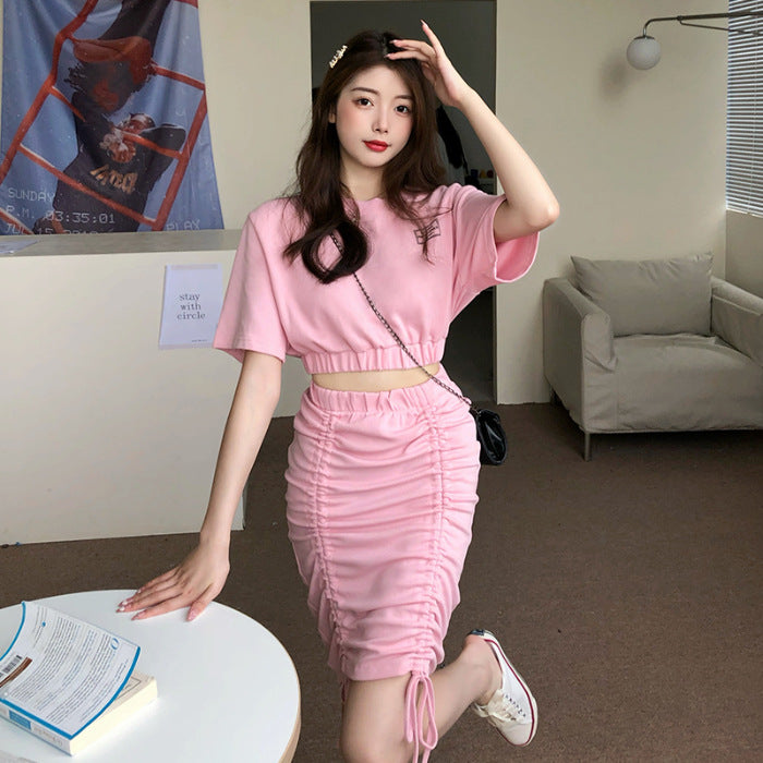 Dame Cropped Snøre Top og Nederdel Sæt Stilla