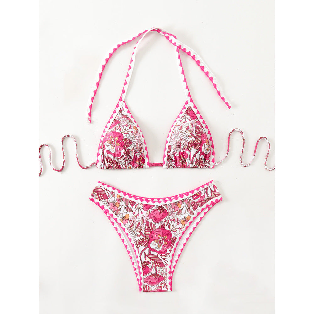Dame triangle-bikini med floralt design Stilla
