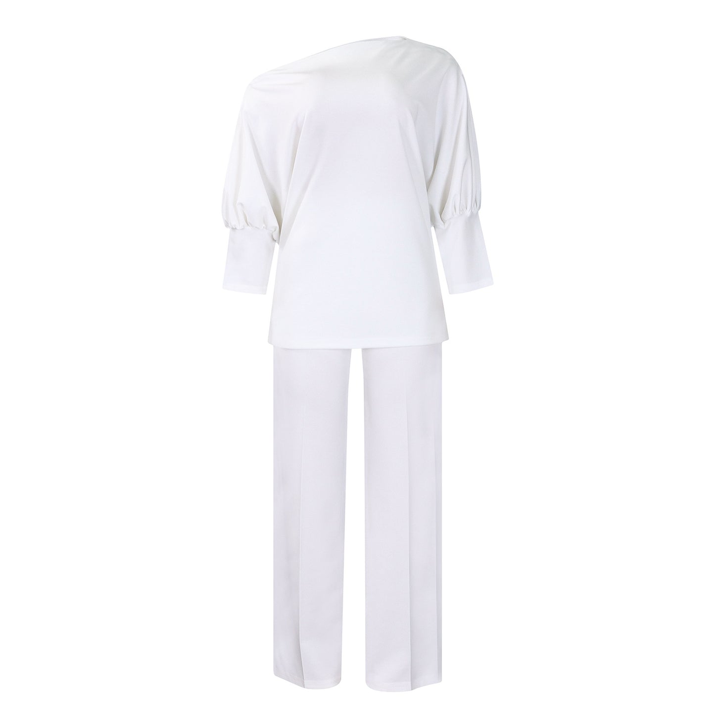 Damer Mode Jumpsuit med elegant asymmetrisk overdel og brede ærmer Stilla