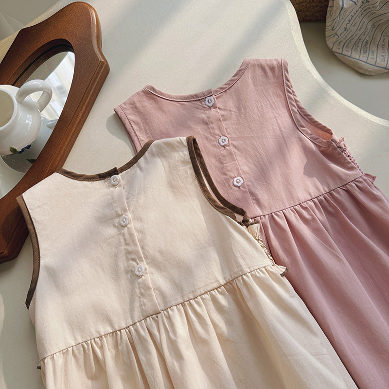 Pige Smocked A-linje Sundress med Rüschensaum Stilla