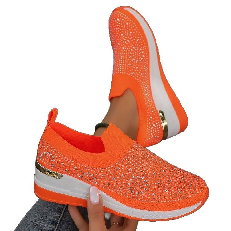 Dame Sneakers med glitrende strass accenter og elastisk indsats Stilla