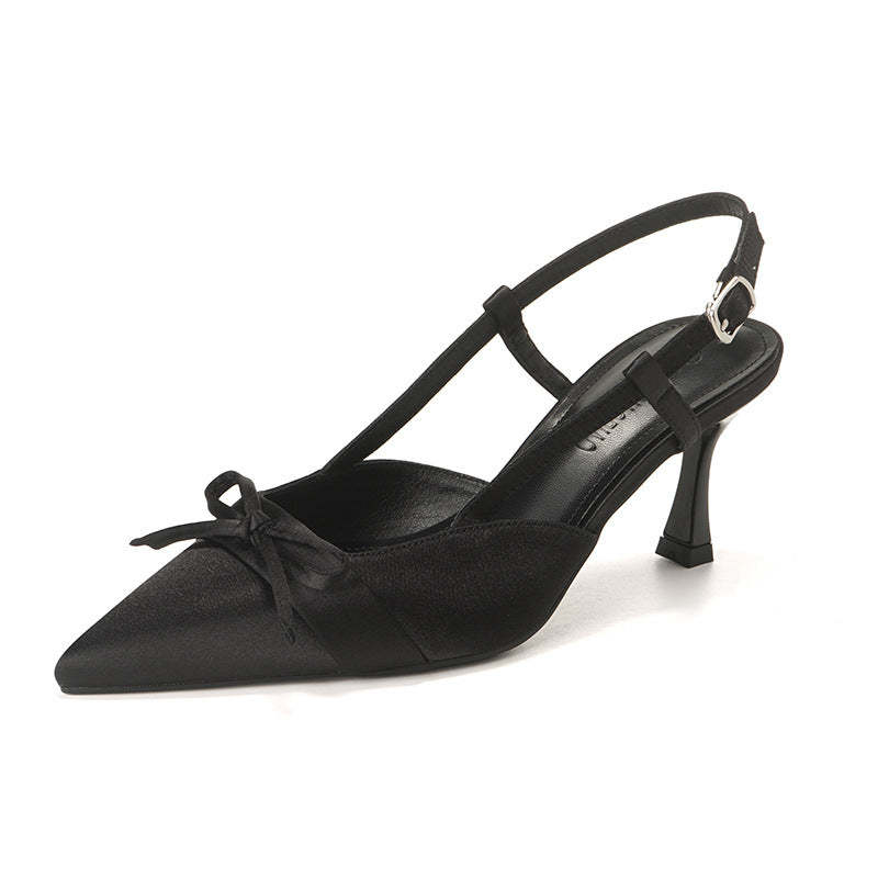 Dame Sling-Pumps med elegant sløjfedekoration og høj kvalitet satin overflade Stilla