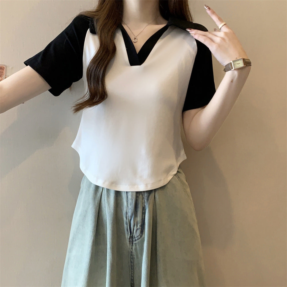 Femme Chic Farveblok Polo T-Shirt Stilla