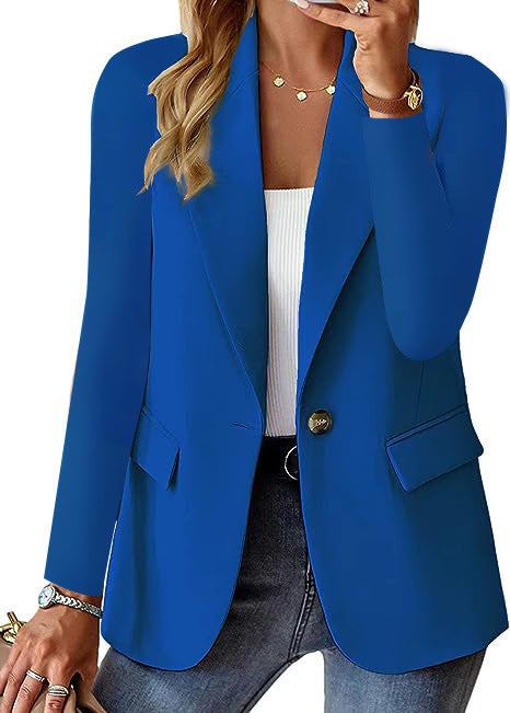 Dame Elegant Casual Blazer med moderne lommer og diskret knap Stilla