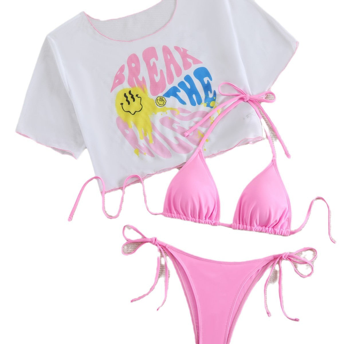Dame Grafiktryk Crop Top og Bikini Bund Sæt Stilla