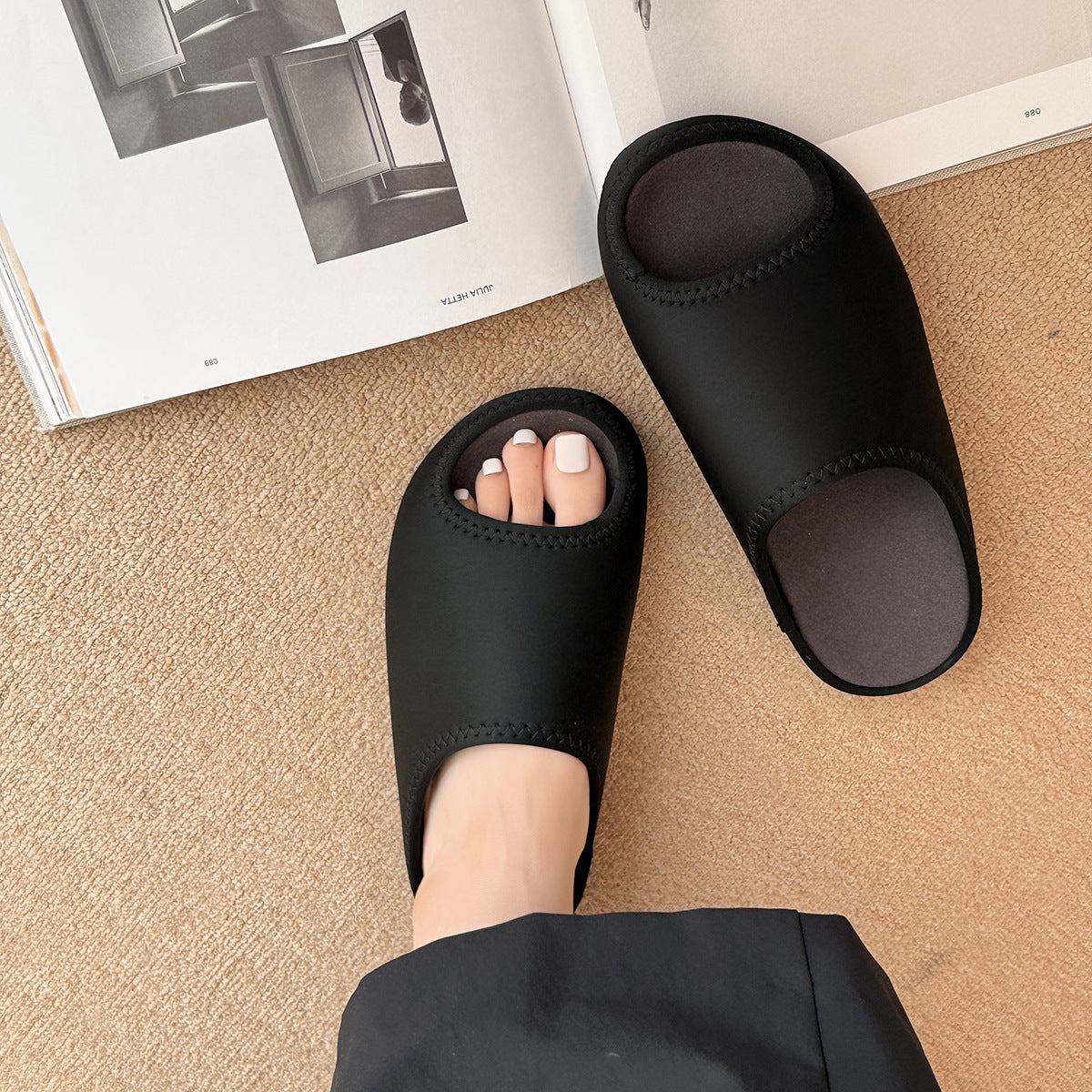 Femme Open-Toe Komfort Slide Hjemmesko Stilla