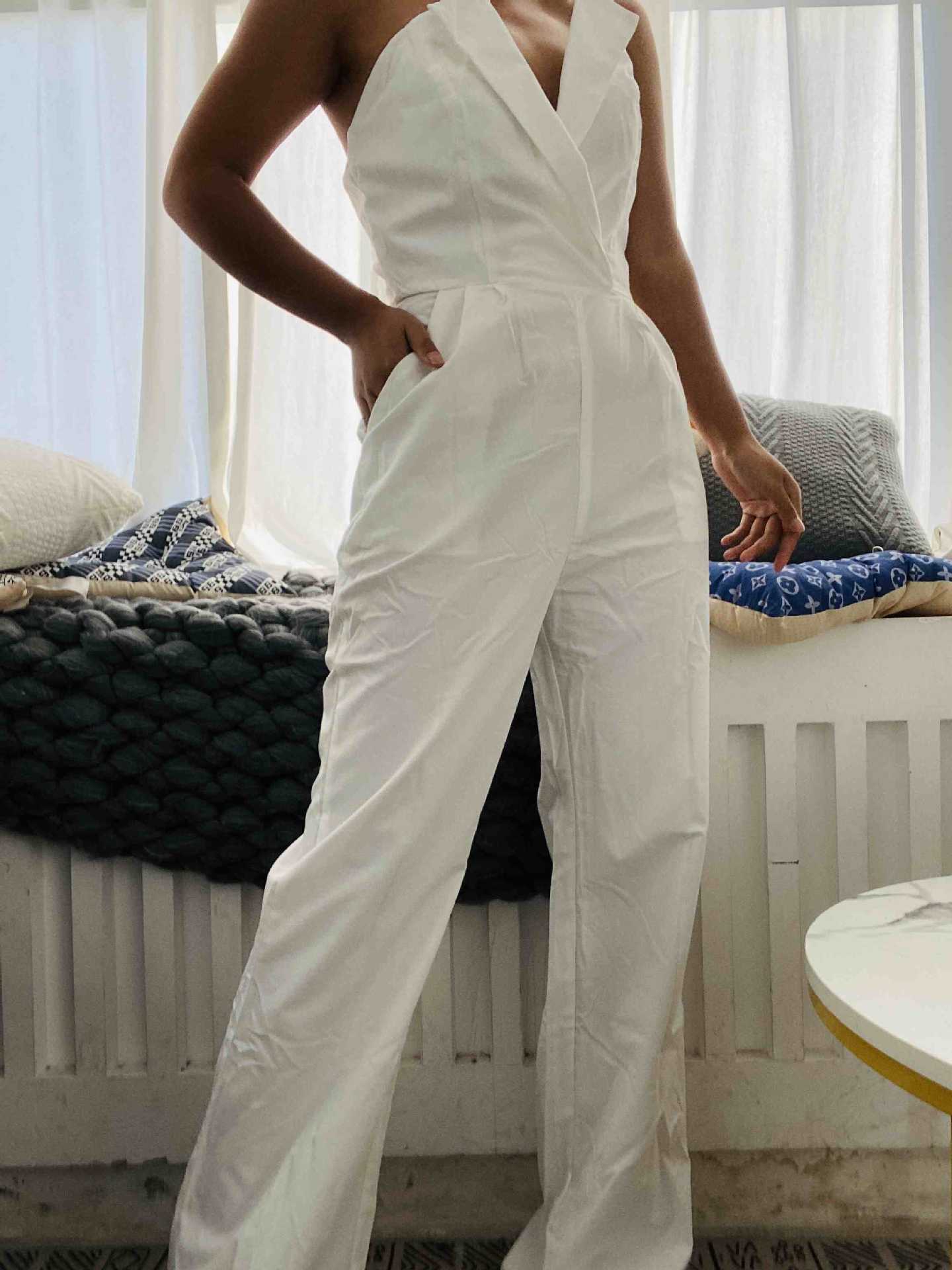 Dame Elegant Jumpsuit med Rynker og struktureret Overdel Stilla