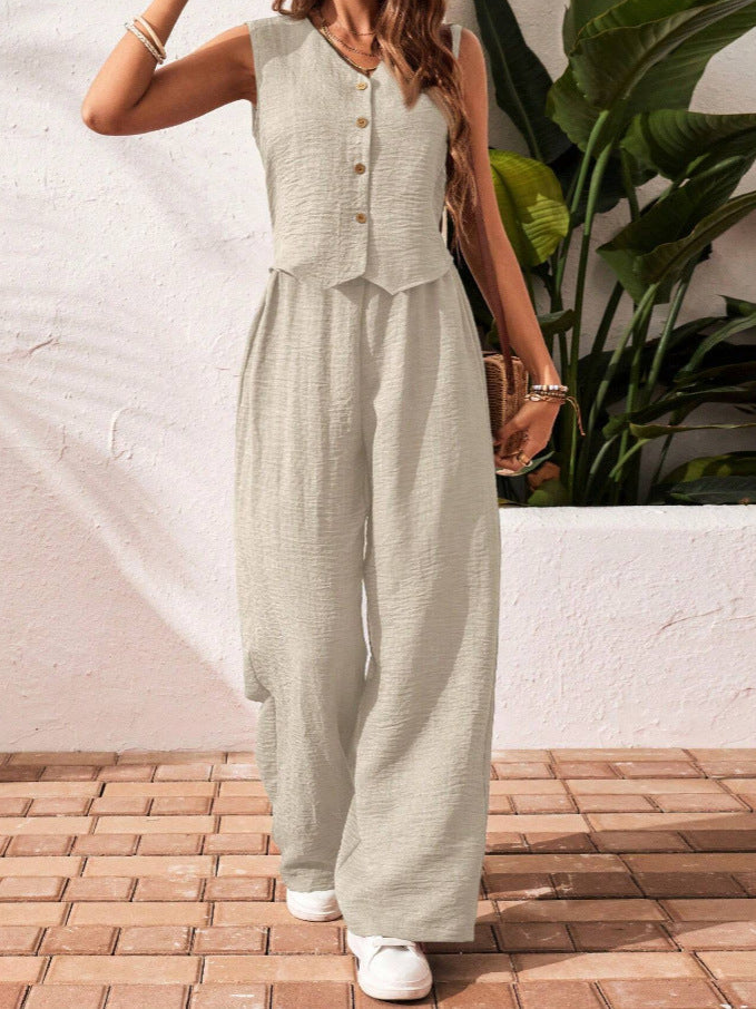 Dame afslappet jumpsuit med knapdetalje Stilla