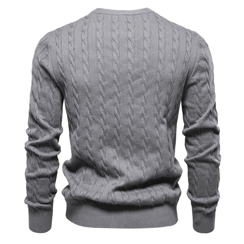 Herrer strikpullover med trendy fletstrik-optik og rund halsudskæring Stilla