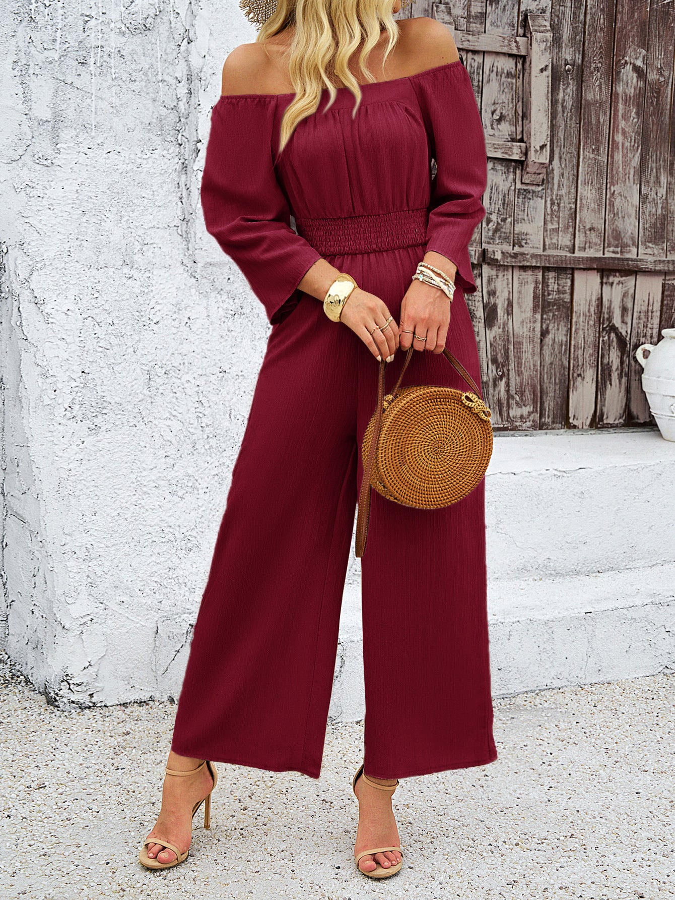 Dame Casual Jumpsuit med Flæse og Bred Ben Stilla