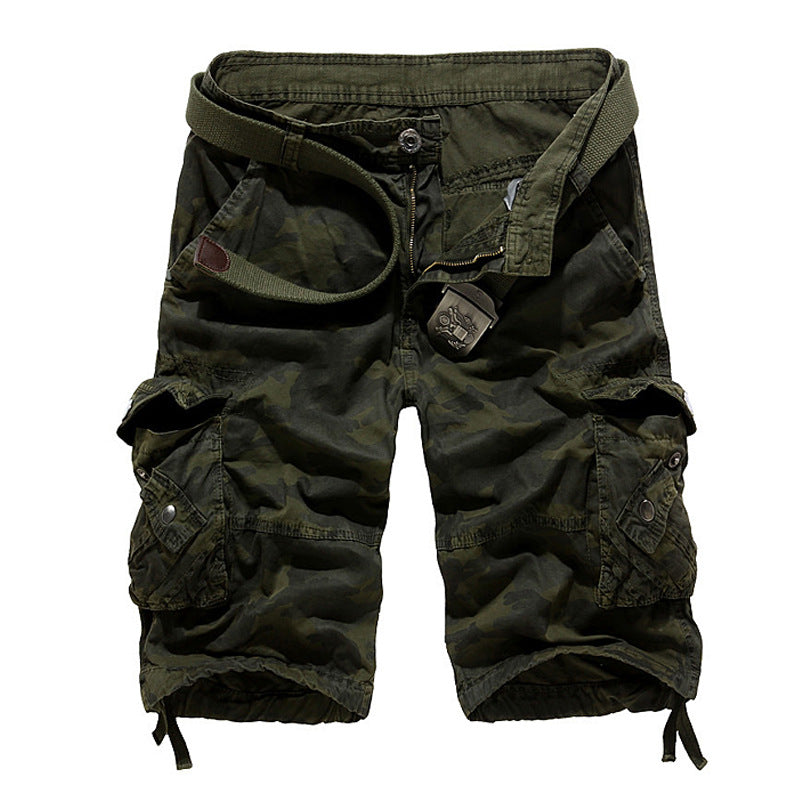 Herrer Camo Cargo-shorts med flere lommer og justerbar talje Stilla