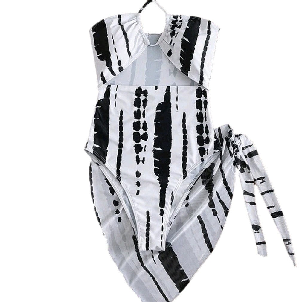 Dame Cut-Out Bandeau En-del med asymmetrisk indpakning Stilla