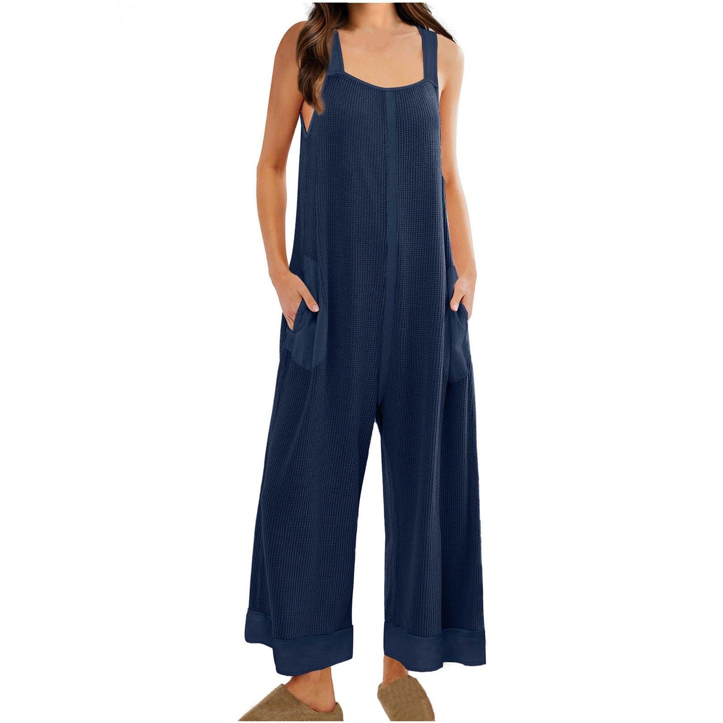 Dame afslappet Jumpsuit med sidelommer og bredt ben Stilla