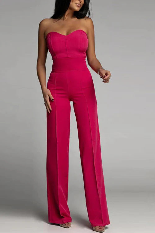 Dame jumpsuit med off-shoulder design og brede ben Stilla