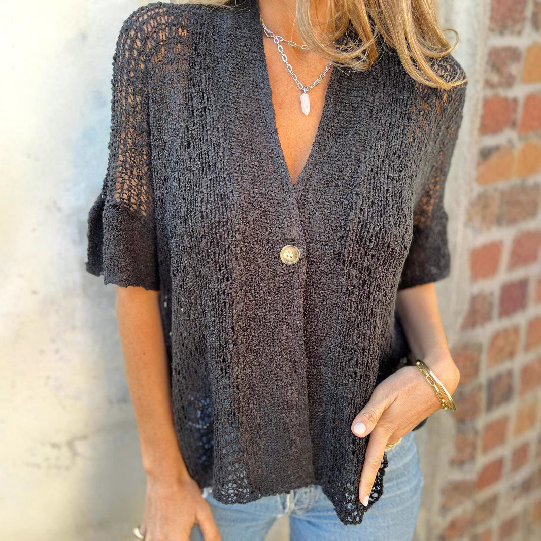 Dame casual strikcardigan med åben design Stilla