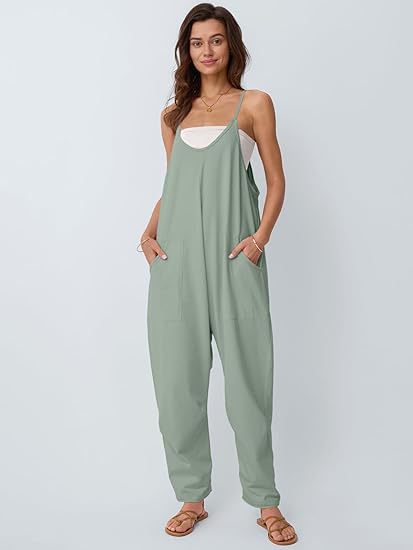 Dame afslappet jumpsuit med praktiske lommer og justerbare stropper Stilla
