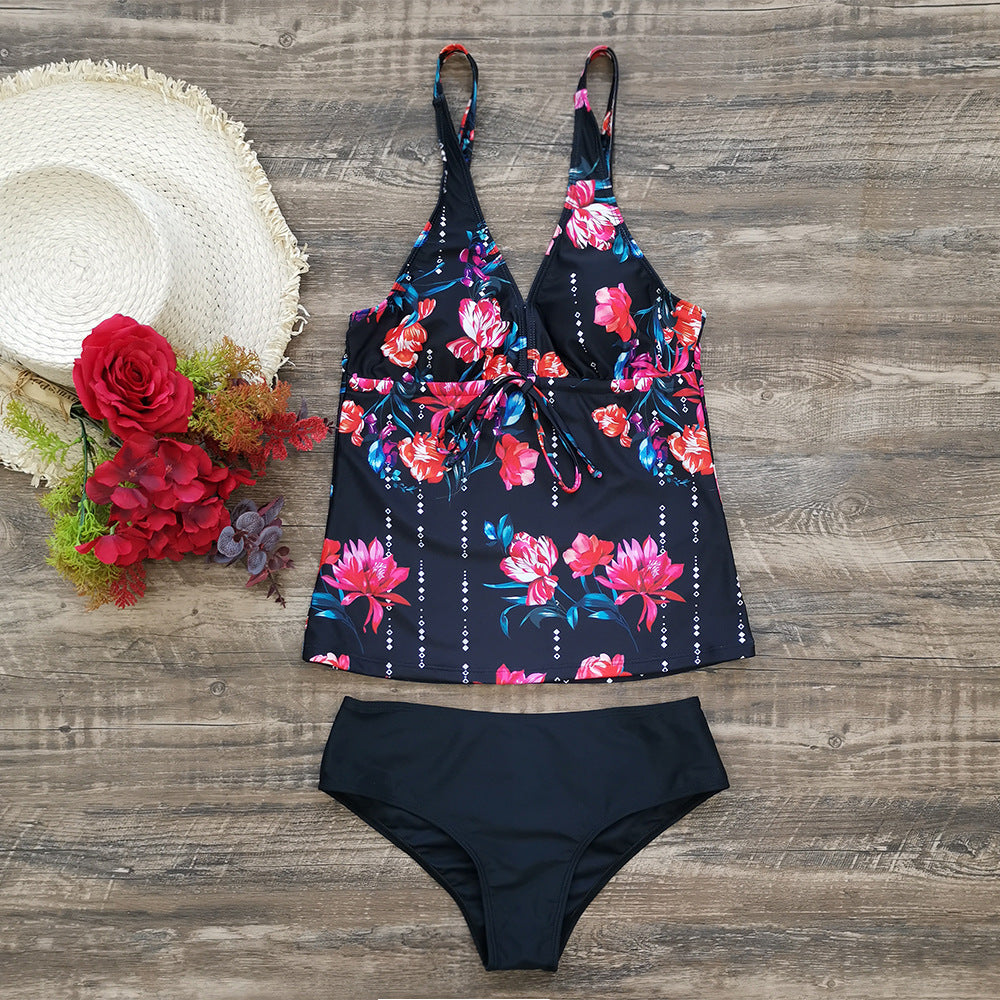 Dame Tankini-sæt med blomstret top og behagelig underdel Stilla