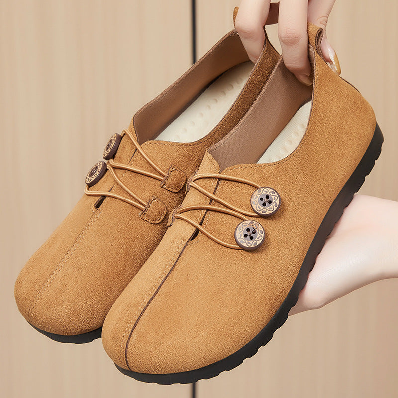 Femme Bekvemme Suede Slippers med Justerbar Lås Stilla