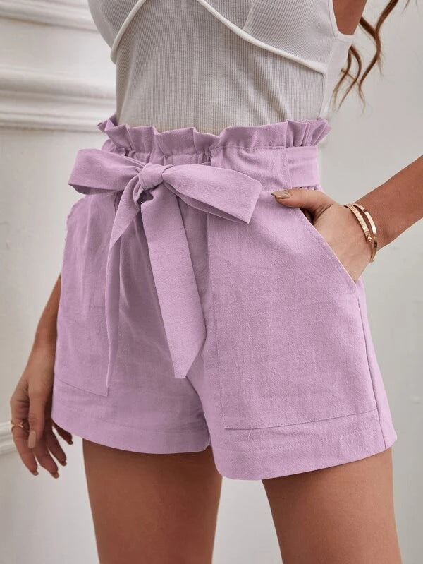Dame højtaljede shorts med bundet detalje Stilla