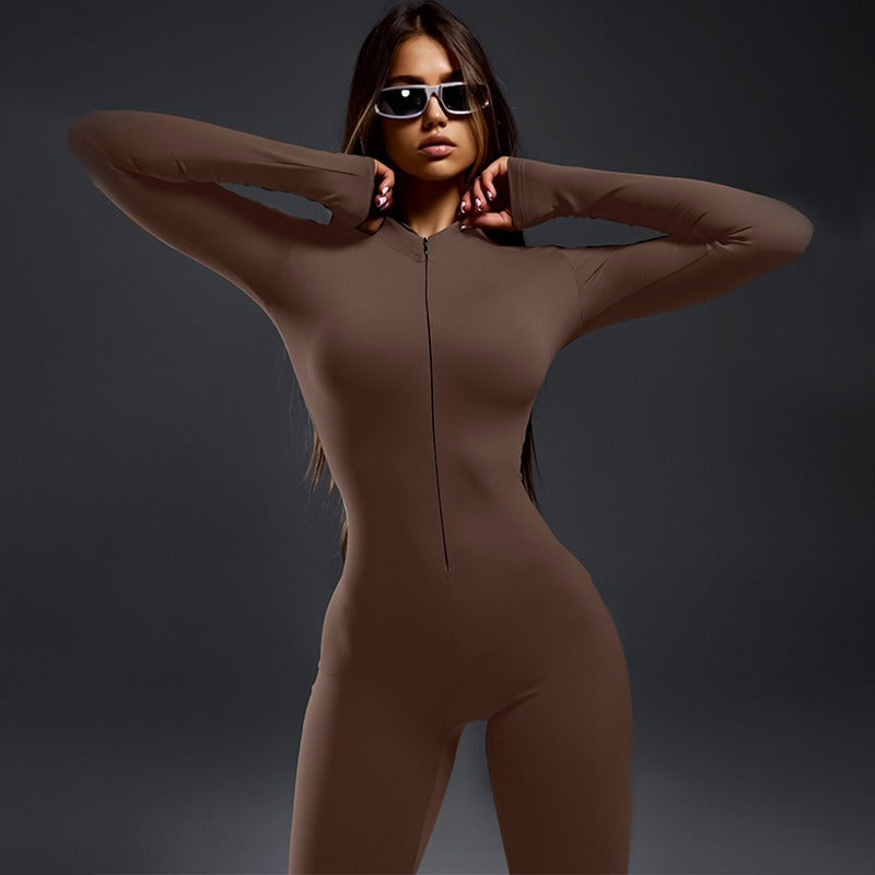 Damer figurformet Langærmet jumpsuit med moderne lynlås Stilla