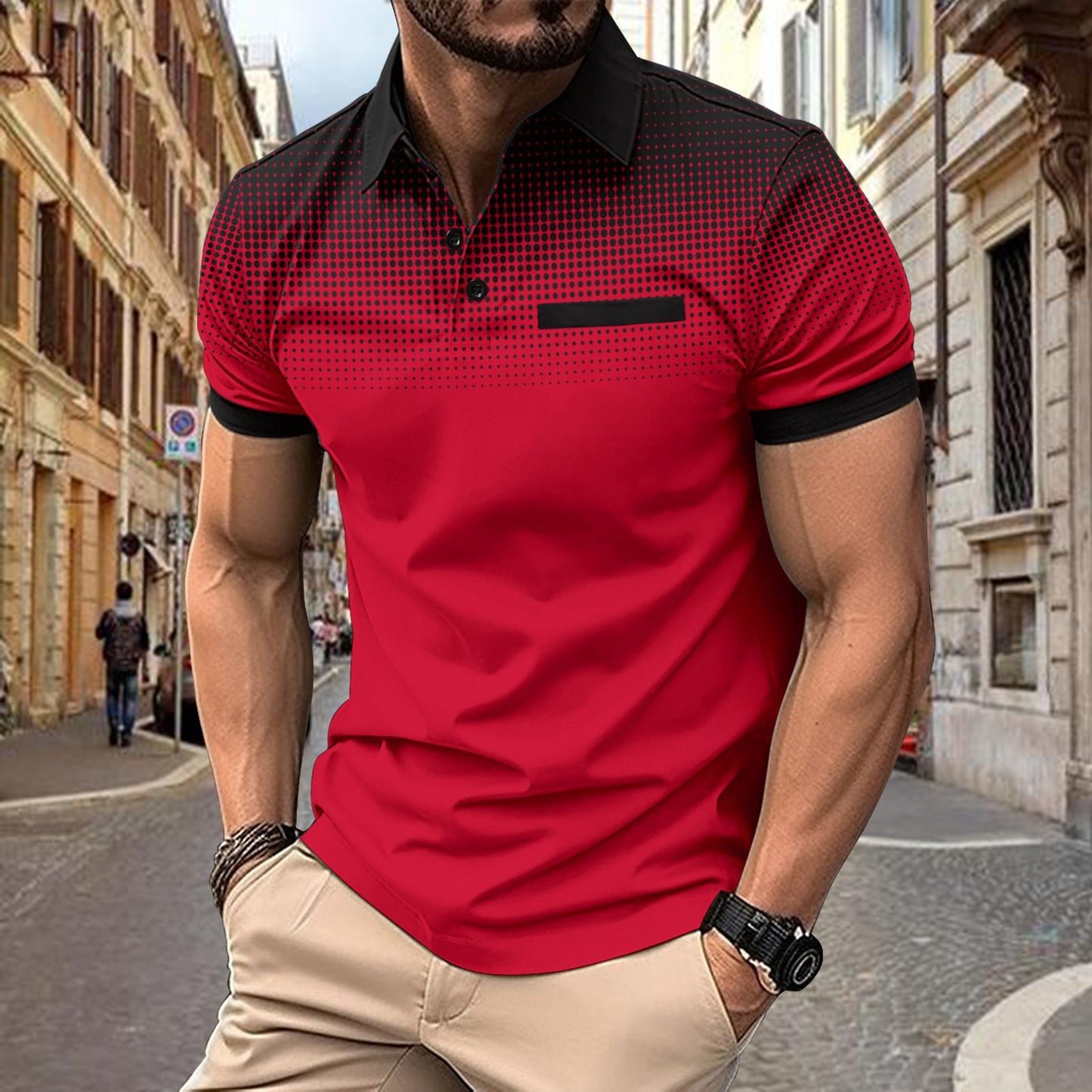Herrer Poloshirt med moderne gradient og minimalistiske accenter Stilla