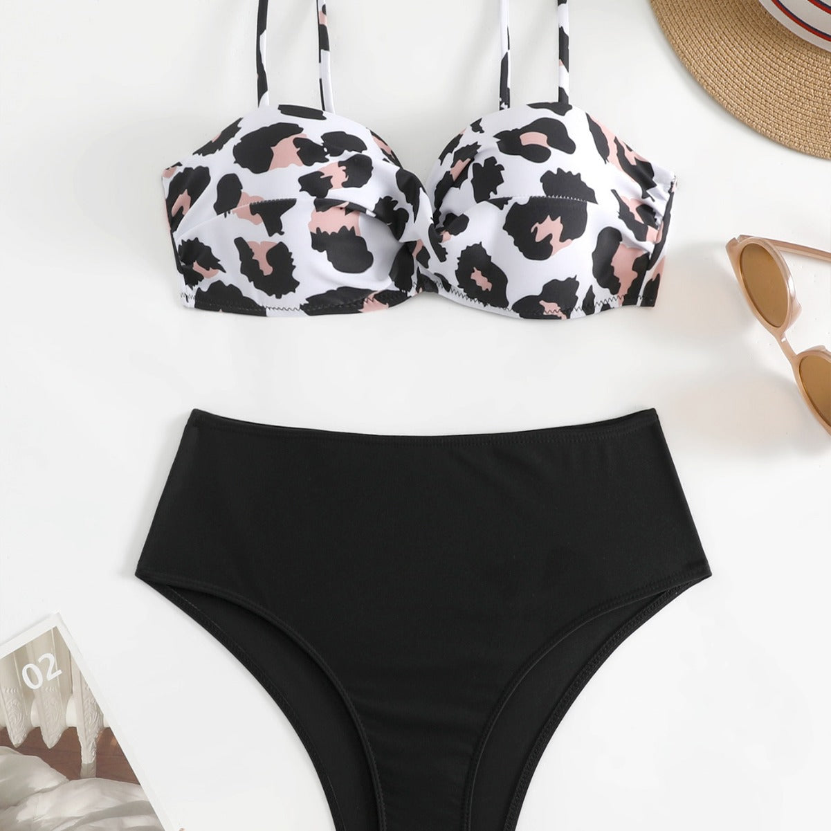 Dame bikini-sæt med formende push-up top og højtaljede trusser Stilla