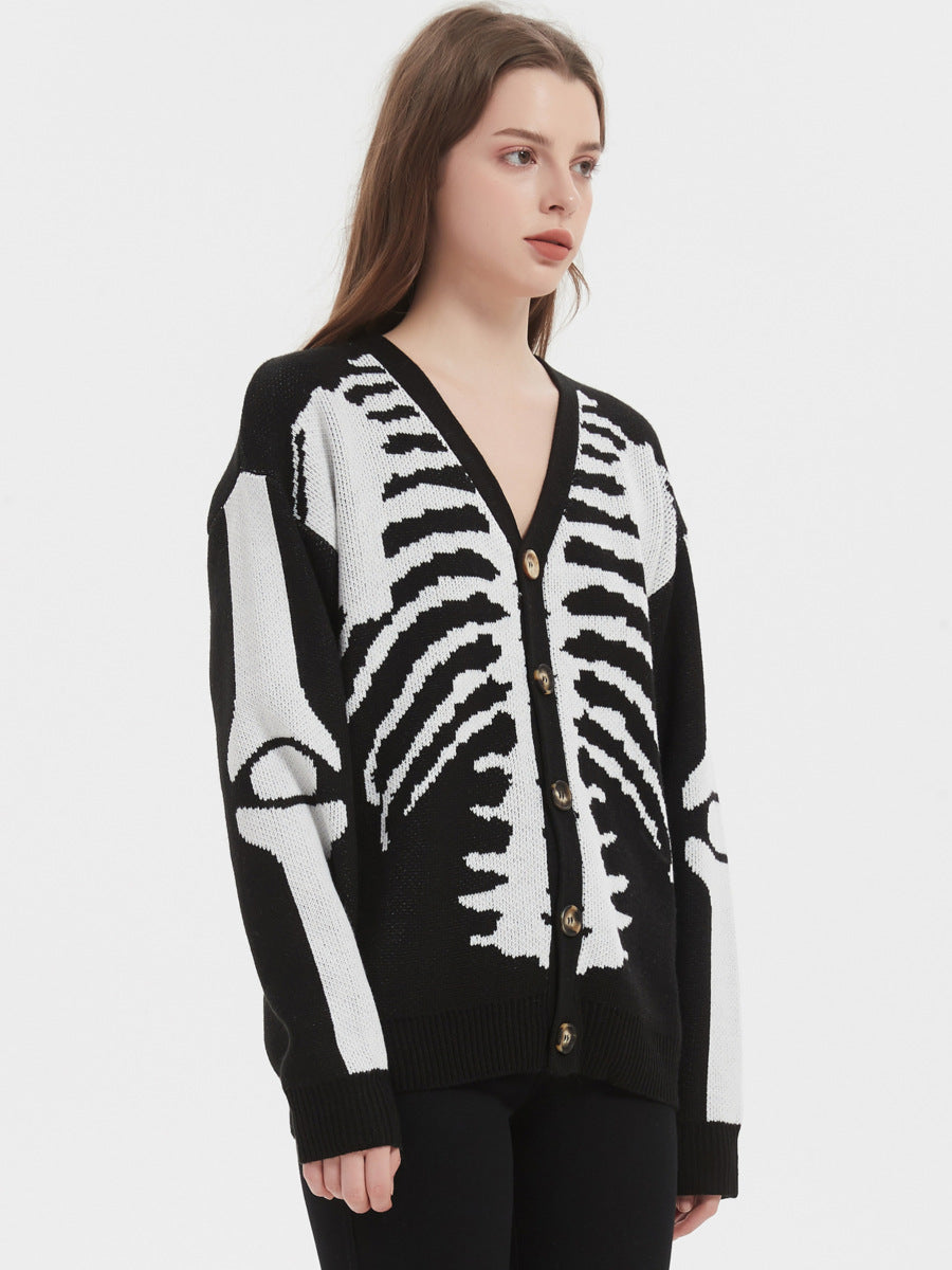 Femme Graphic Skeleton Strikjakke Stilla