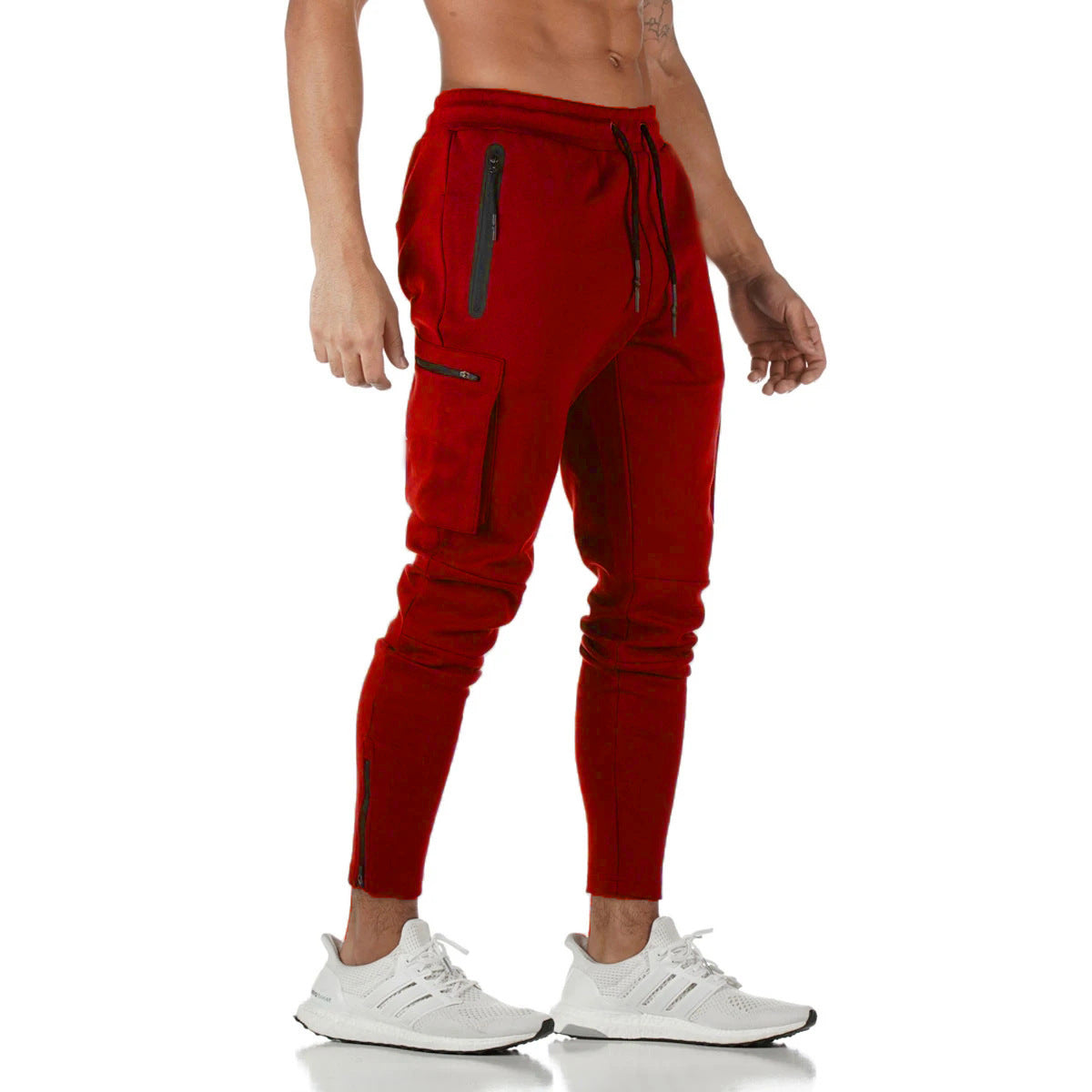 Herrer Multifunktionel Slim-Fit Joggingbukser med sidelommer med lynlås og elastisk talje Stilla